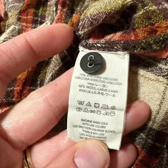 Free People Orange Promise Everything Crop Plaid Button Shirt Small - Picture 7 of 7